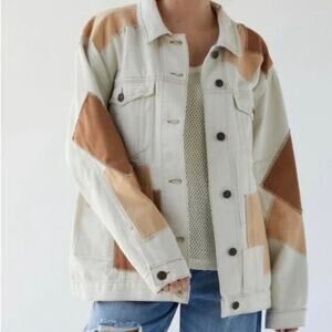 NWOT BDG Urban Outfitters Patchwork Denim Jacket Size M Cotton Neutral Tones